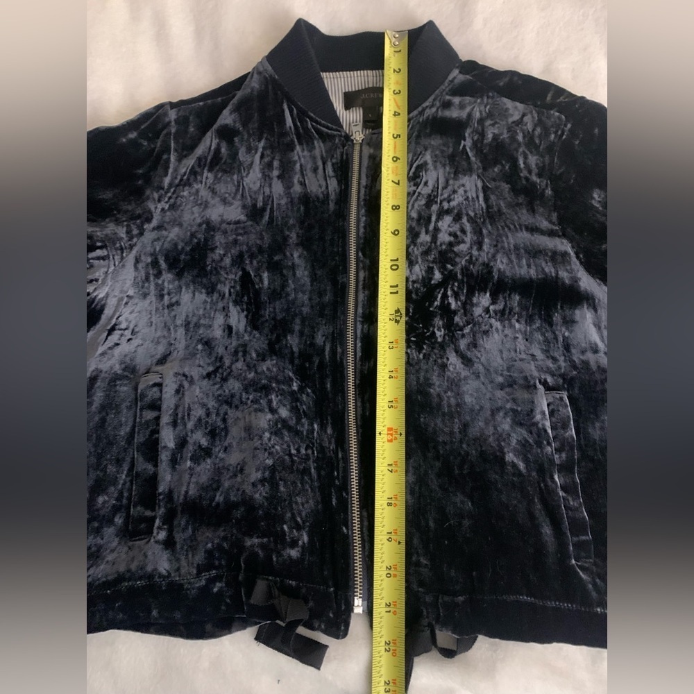 J.Crew Velvet Bomber Jacket in Midnight Navy Like New Size L - Picture 13 of 16